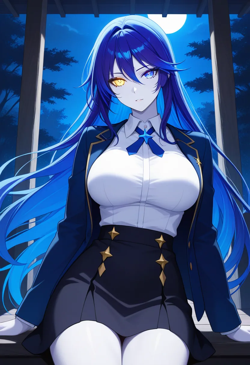 Story 68: Midnight Shrine Moonlight Standing — panel 2 — midnight shrine dialogue looking down