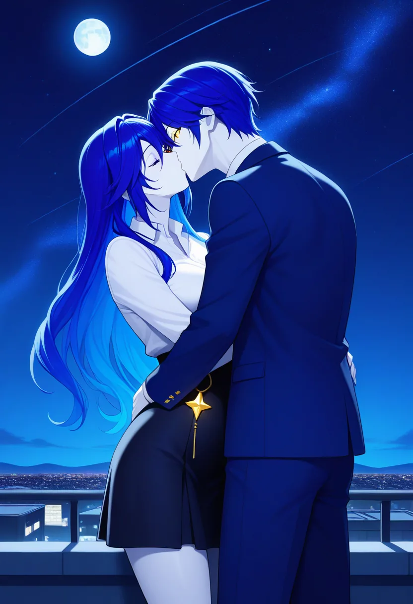 Story 72: Rooftop Night Sora Contemplating — panel 4 — rooftop night stranger kissing sora