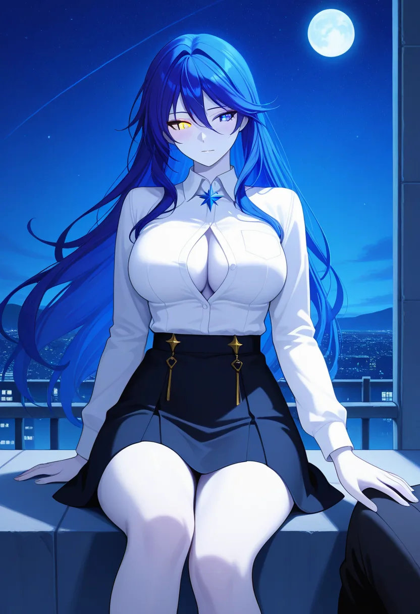 Story 72: Rooftop Night Sora Contemplating — panel 5 — rooftop night sora blouse open