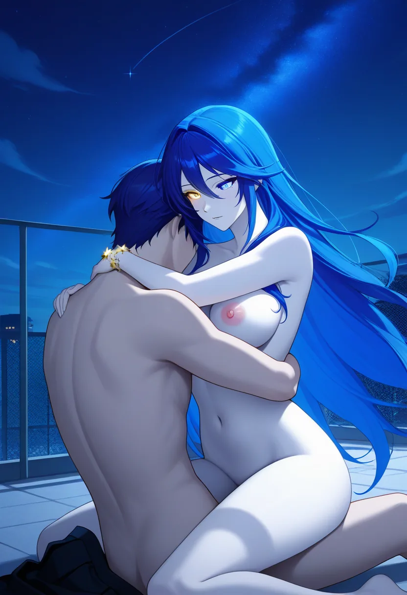 Story 78: Rooftop Night View — panel 6 — undress shirt
