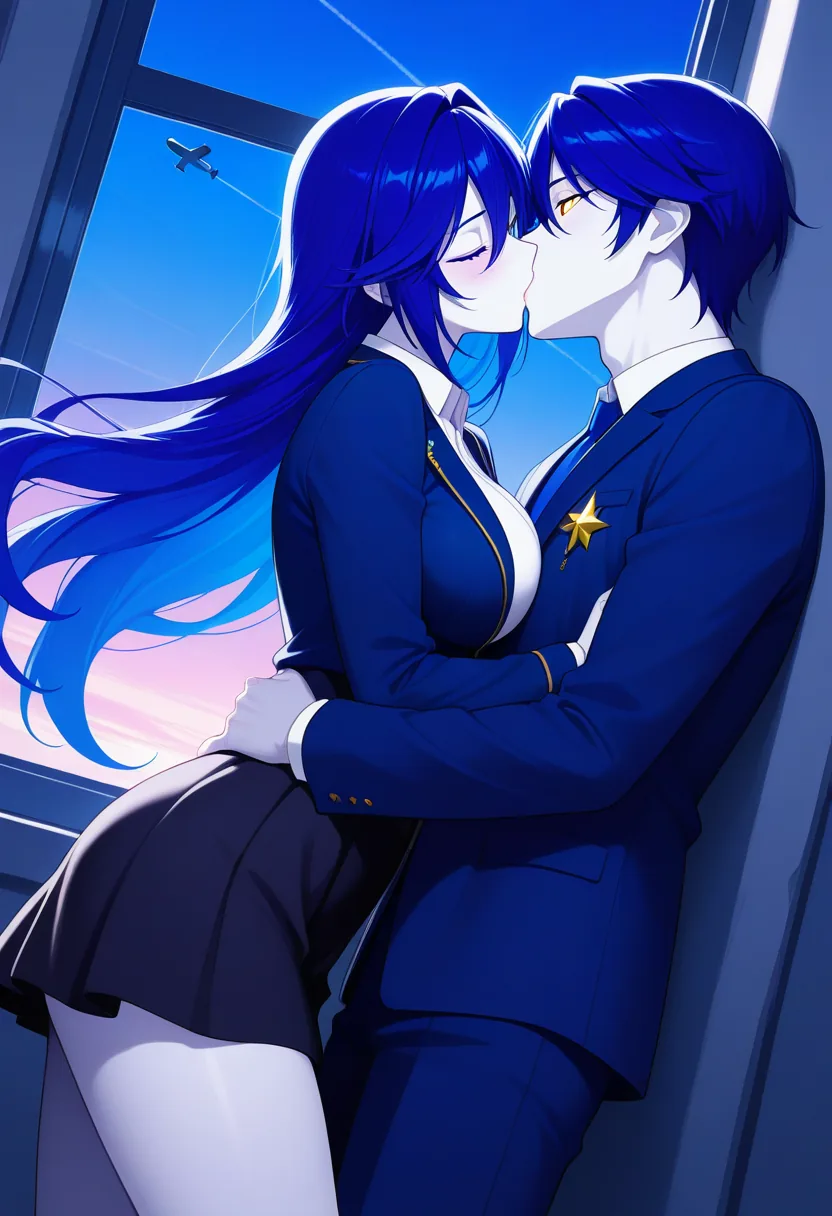 Story 80: Airplane Window Twilight — panel 4 — kiss in seat