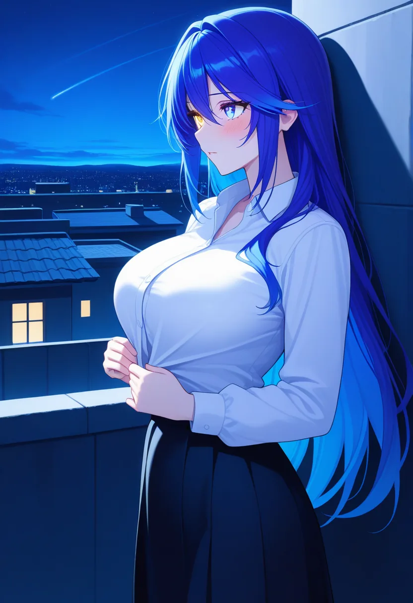 Story 81: On Rooftop Gazing — panel 3 — unbuttoning shirt