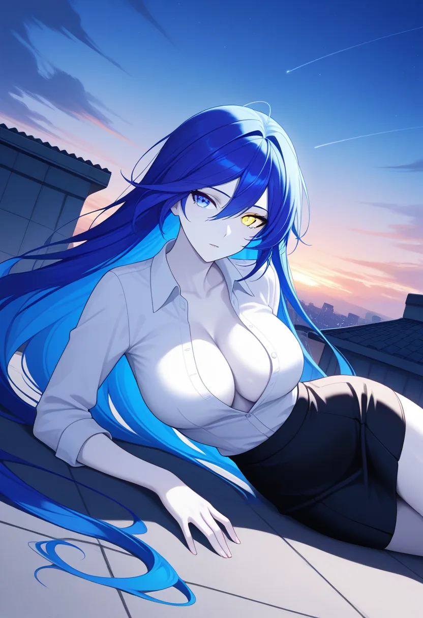 Story 94: Rooftop At Dusk — panel 4 — shirt unbuttoned