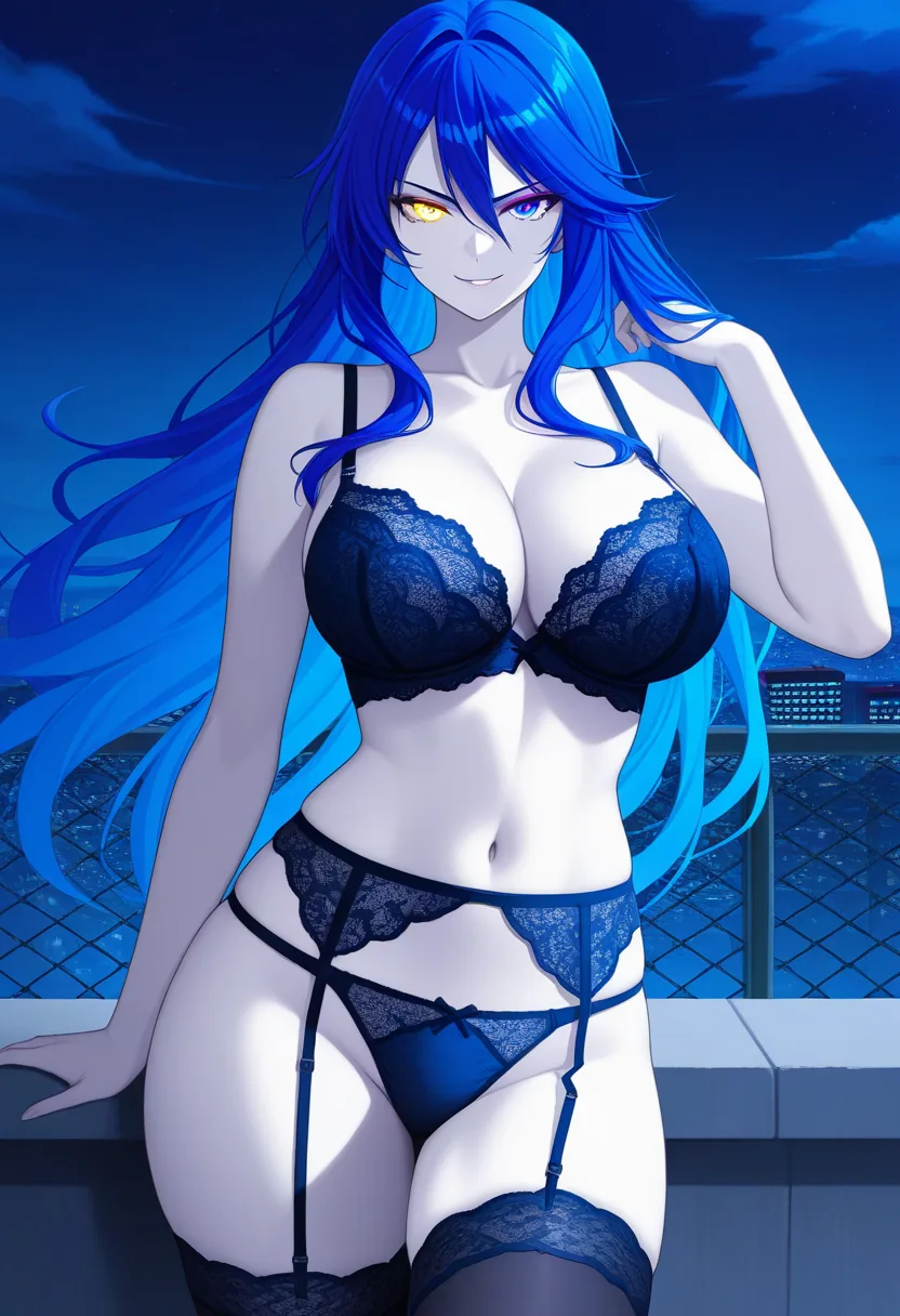 Story 97: Rooftop Day Clothed — panel 3 — rooftop night lingerie
