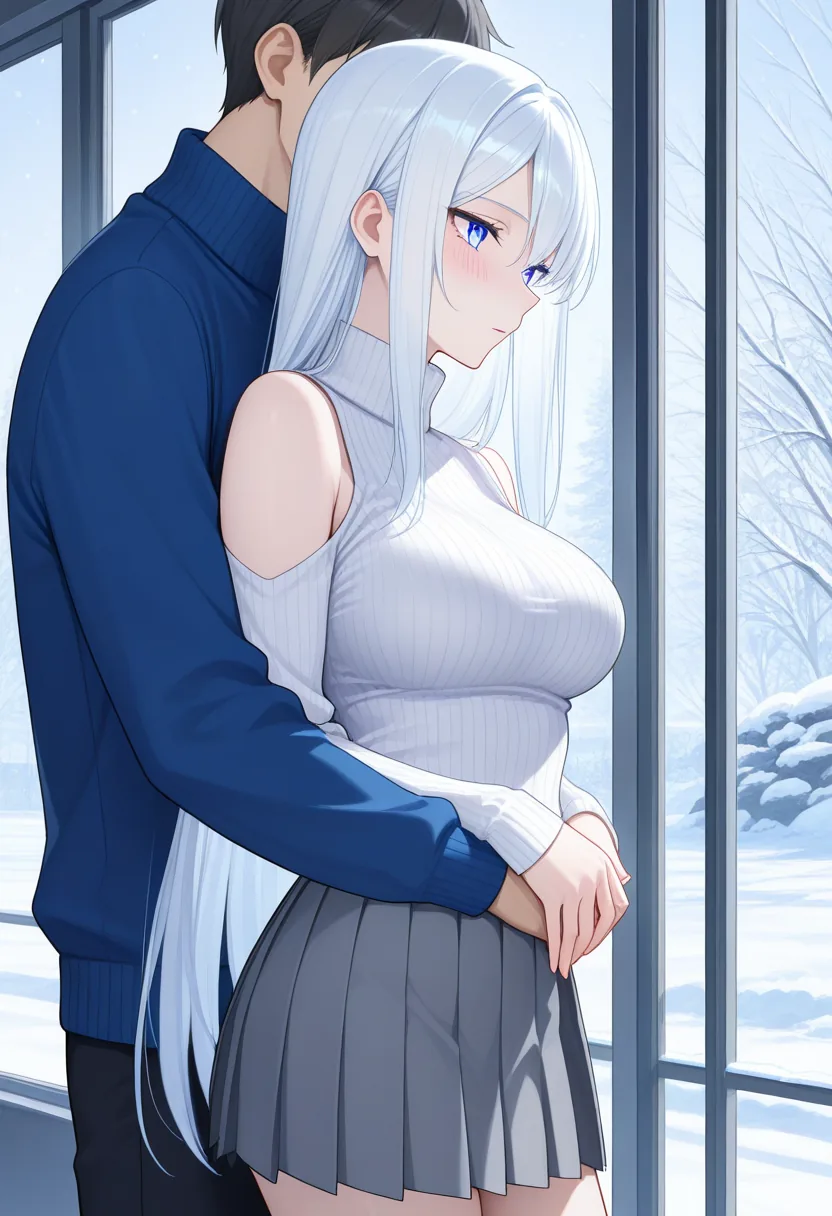 Story 2: Snow Watching — panel 2 — embrace from behind