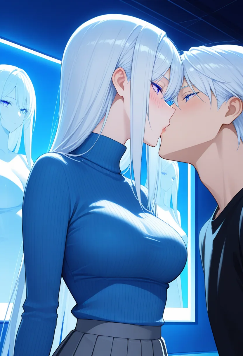 Story 10: Private Tour — panel 4 — first kiss among art