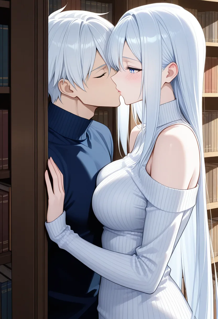 Story 71: Library Setup — panel 3 — first kiss