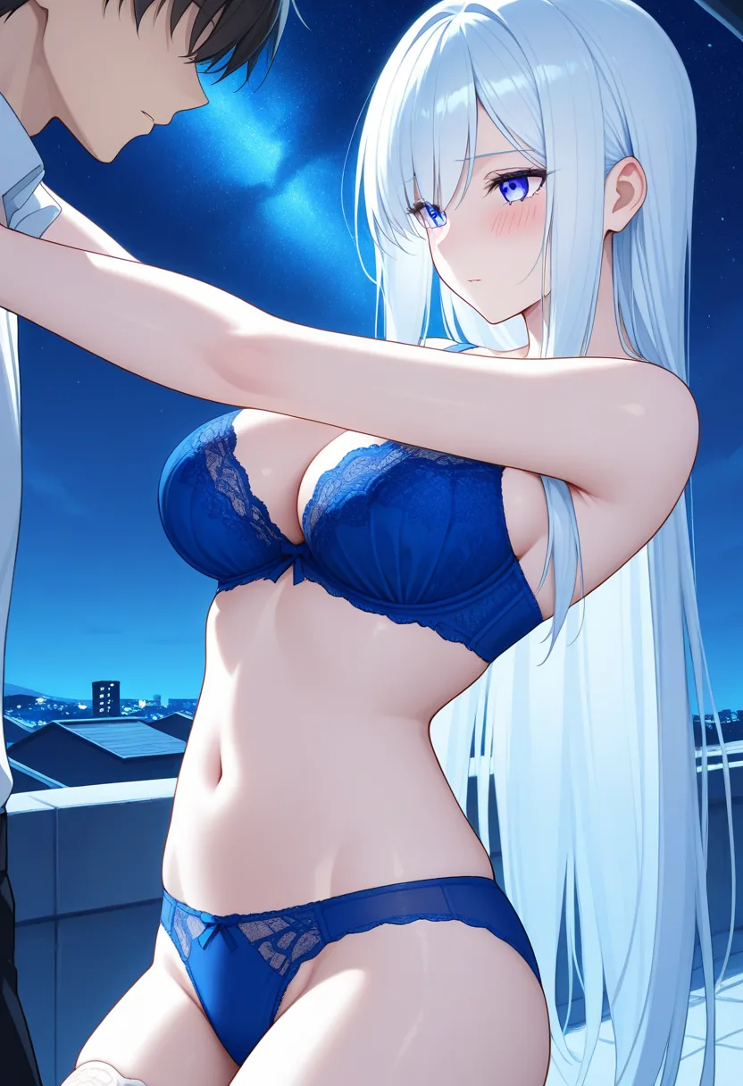 Story 75: Rooftop Arrival — panel 4 — moonlight undressing