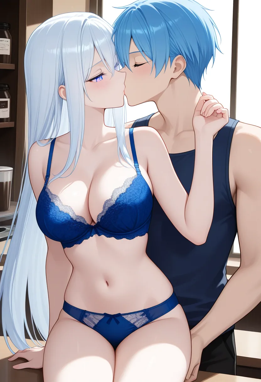 Story 78: Late Coffee — panel 4 — counter kiss