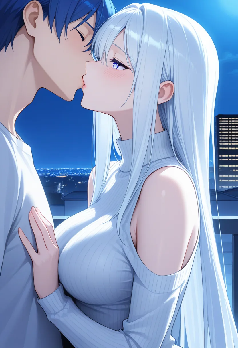 Story 80: Rooftop Solitude — panel 3 — moonlight romance