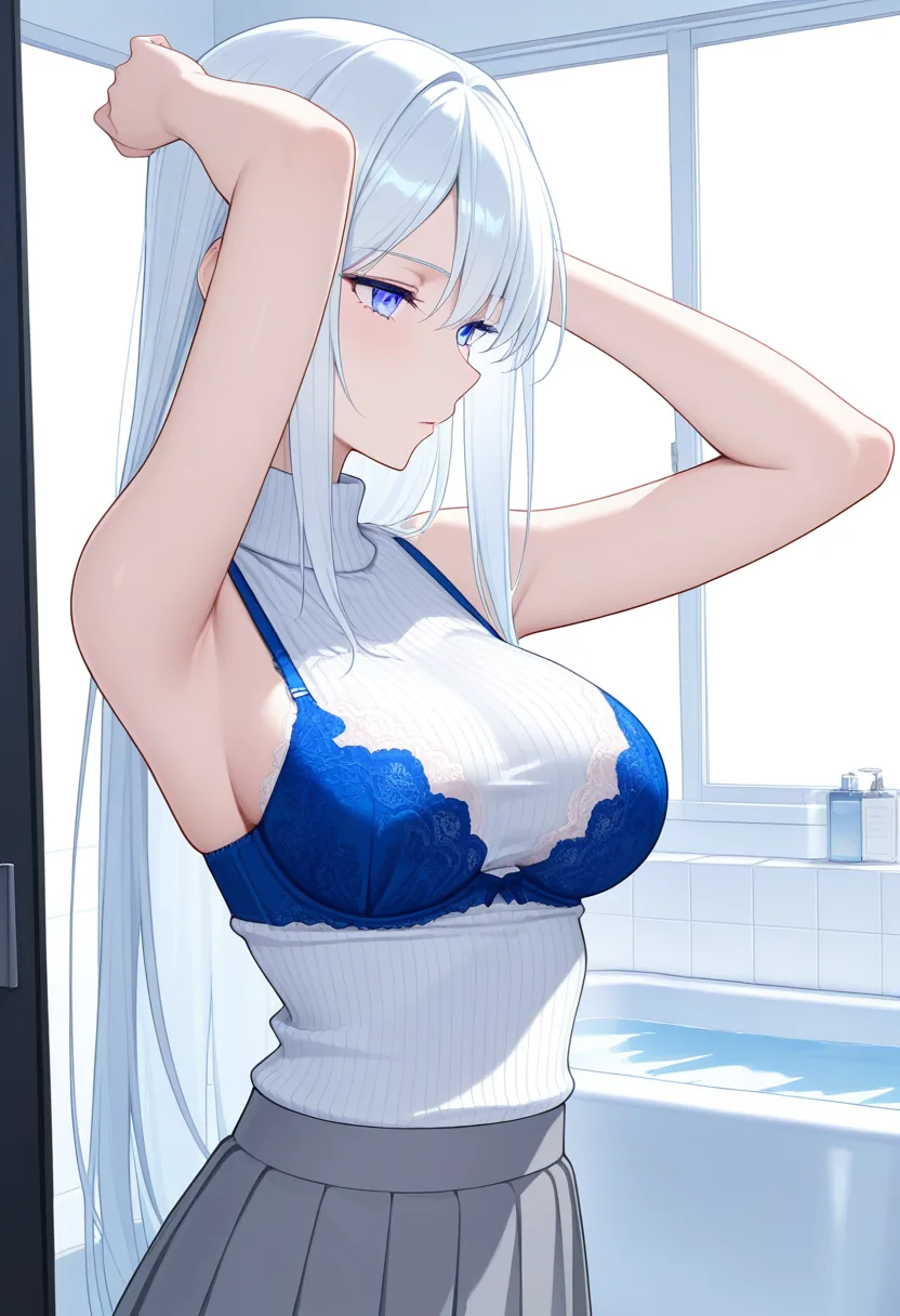 Story 94: Bathroom Entry — panel 3 — sweater lifting