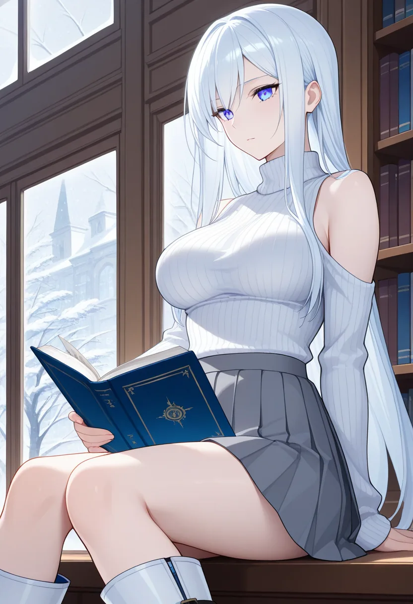Story 97: Library Entrance Clothed — panel 2 — reading corner clothed